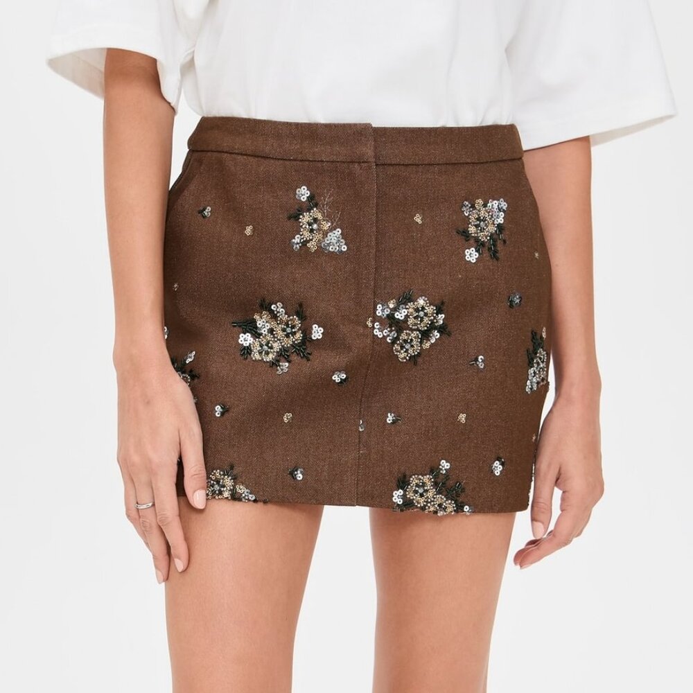 Line & Dot Harriet Denim Mini Skirt SMALL
